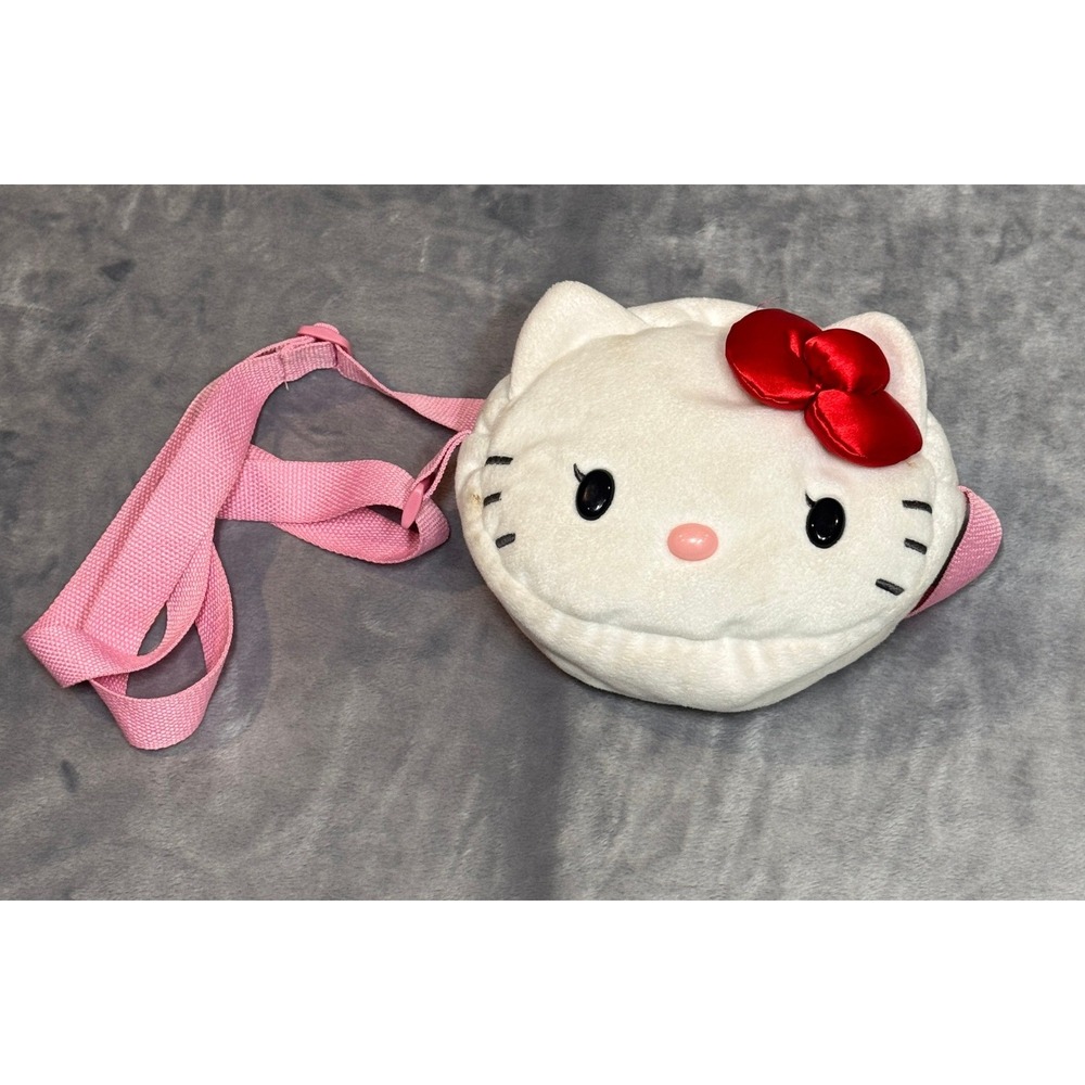 Sanrio Hello Kitty White Plush Fanny pack Pink Adjustable Strap Red Bow Y2K,NWOT